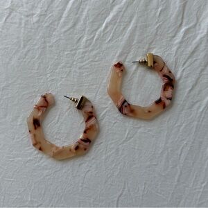 Geometric Hoop Earrings in Pink & Brown
